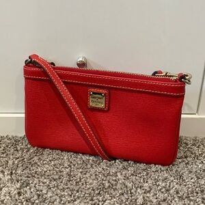 Dooney and Bourke Saffiano Leather Large Slim Wristlet in Red